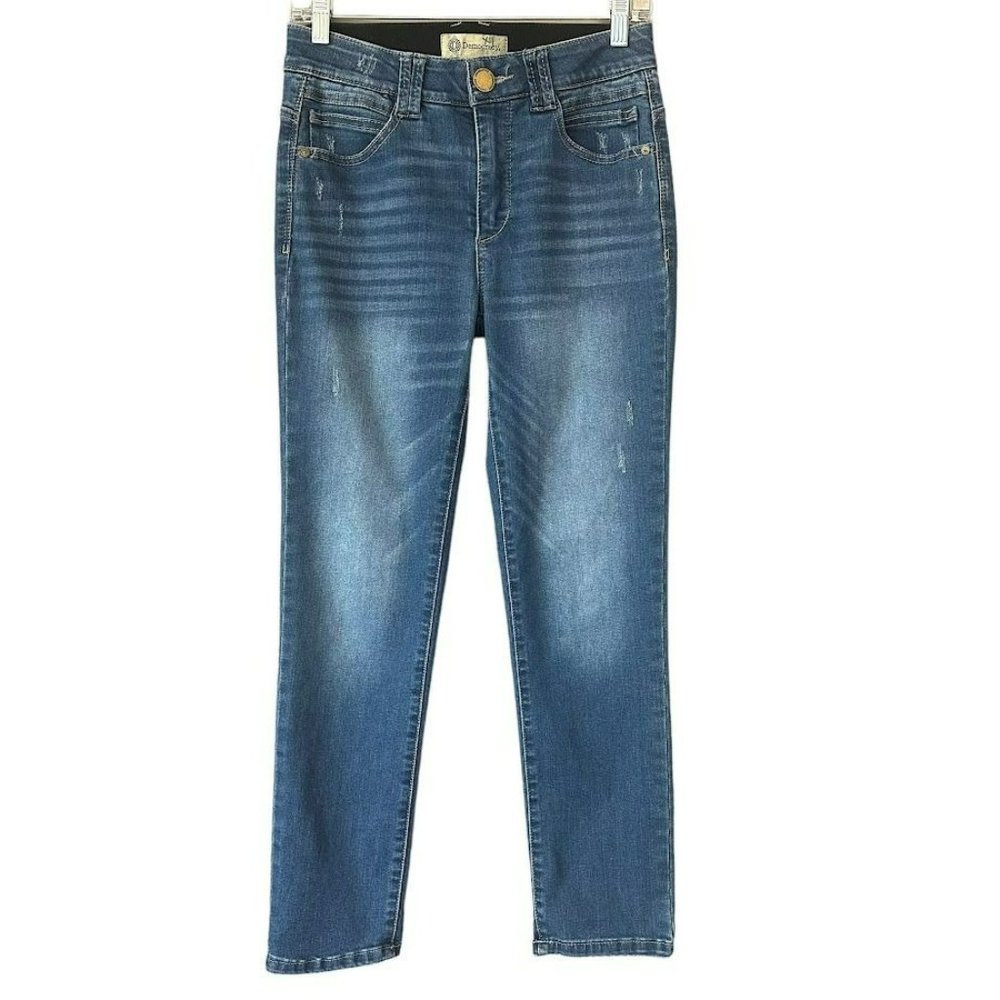 Democracy Ab Technology Absolution Slim Leg Distressed Mid Wash Jeans Womens 4